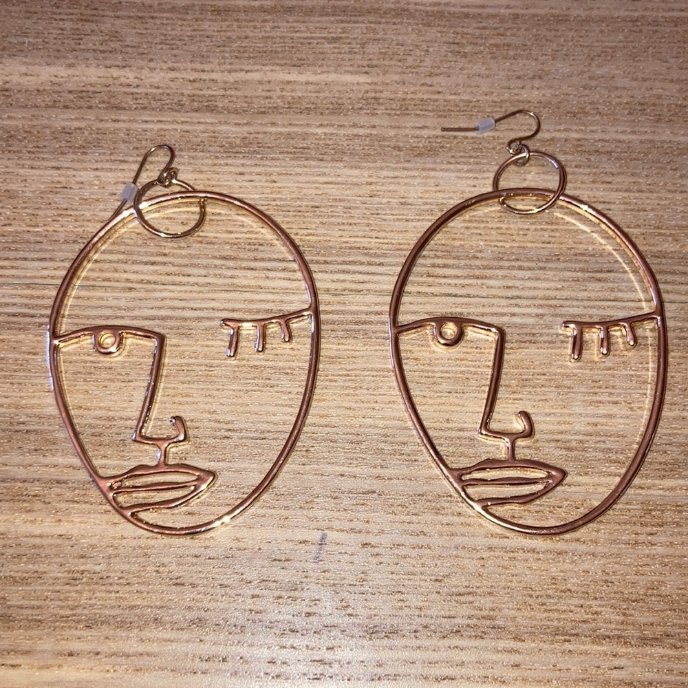 Winking Face Earrings, Abstract Face Earrings, Ar… - image 1
